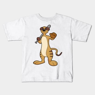 Meerkat as Baseball player with Baseball bat Kids T-Shirt